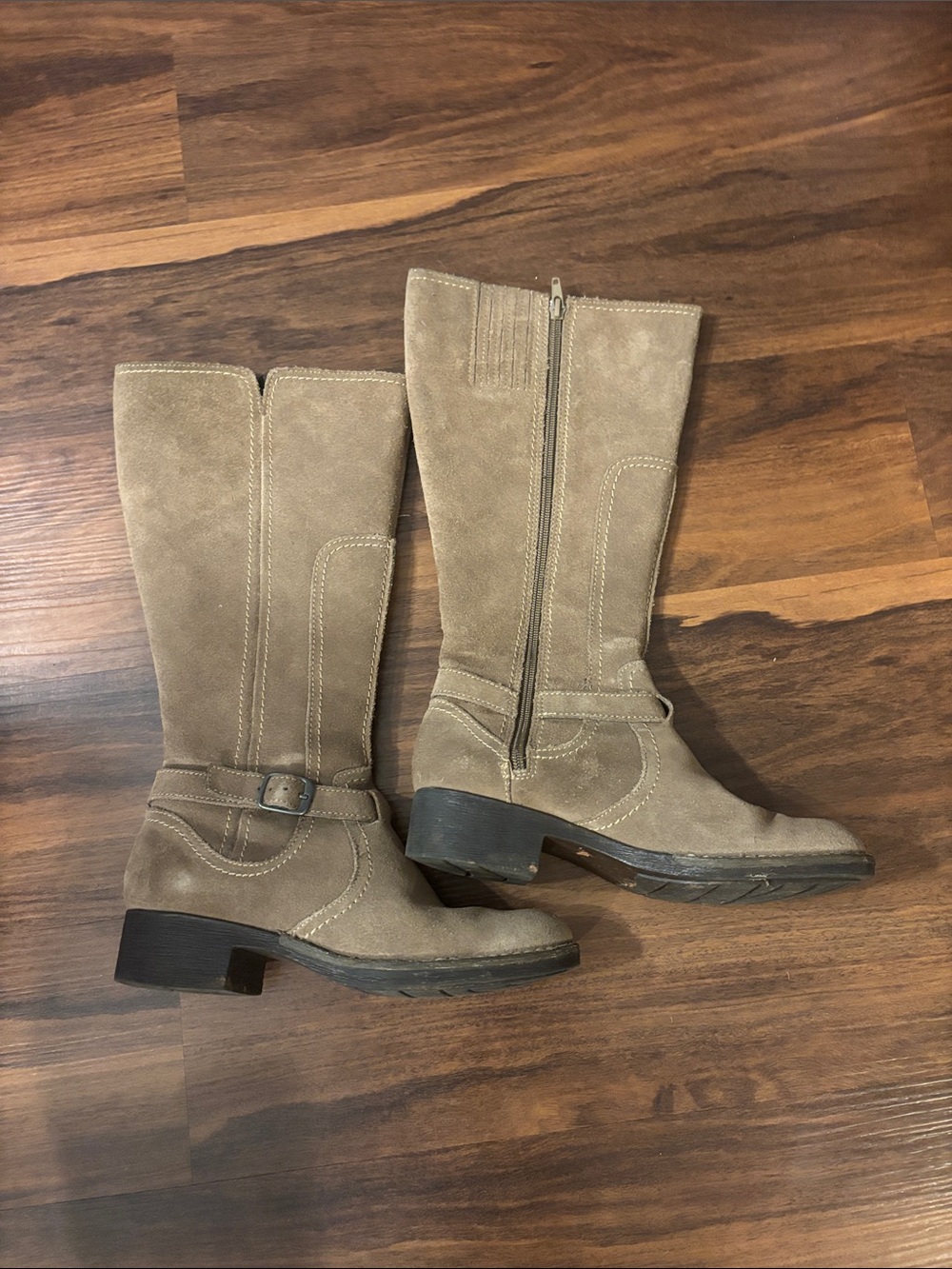 Clarks Suede Mid-Calf Riding Boots - Tan